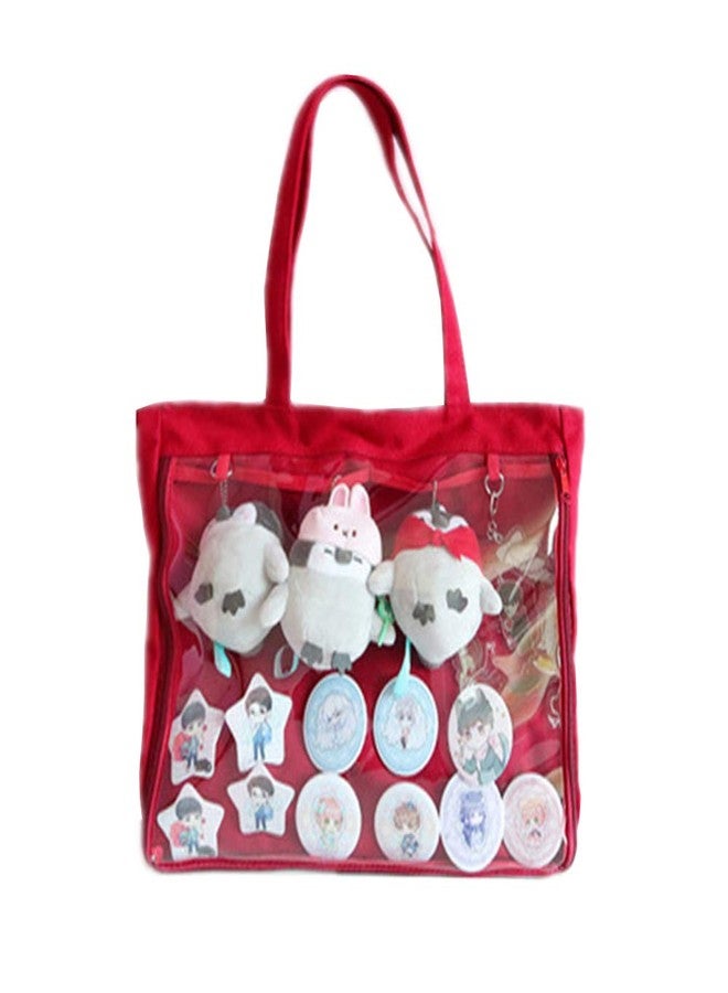 AlwaySky Ita Tote Bag Clear Window for Pins Shoulder Handbag DIY, Cosplay Stachel Red - Image 1