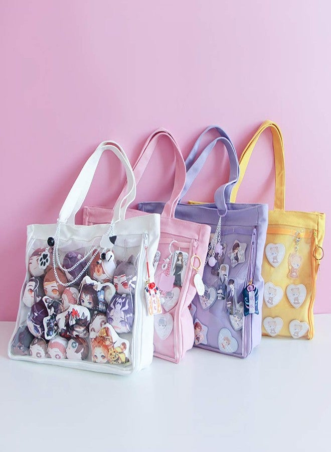 AlwaySky Ita Tote Bag Clear Window for Pins Shoulder Handbag DIY, Cosplay Stachel Red - Image 5