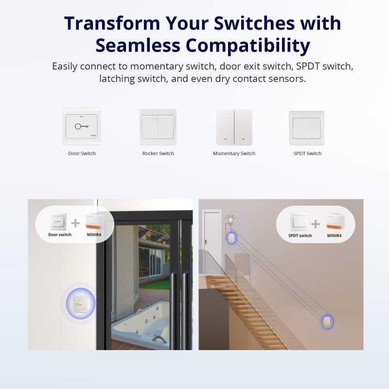 SONOFF MINIR4 10A Smart WiFi Extreme Wireless Light Switch,Universal DIY Module for Smart Home Automation Solution, Compatible with Alexa & Google Home, No Hub Required,4 Pack - Image 5