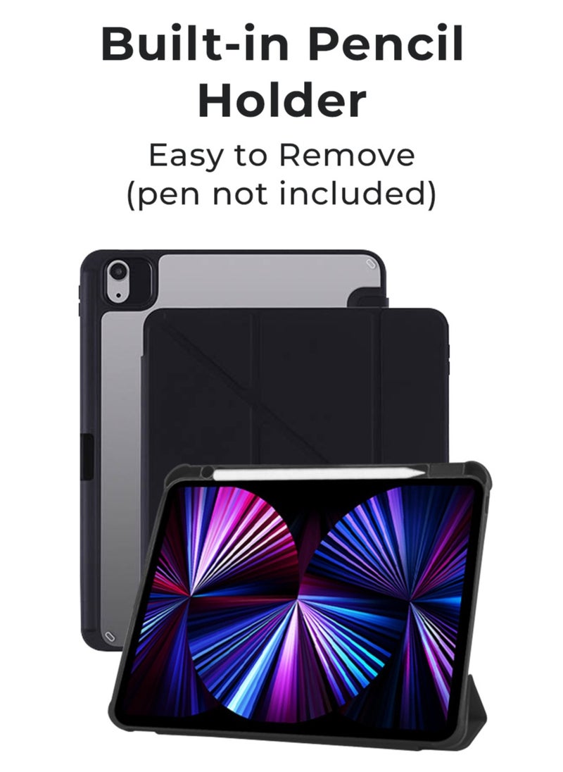 glassology iPad Protective Case Y Fold + Screen Protector for iPad Pro 11 2022 Black : Case Combo with Pencil Holder, Slim Stand Shockproof Tablet Cover, Auto Wake/Sleep with Screen Protector  - Image 3