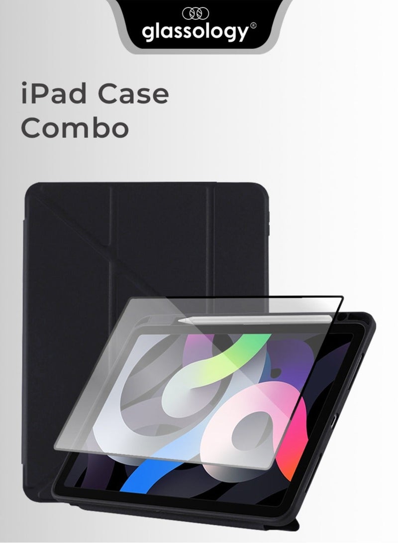 جلاسولوجي iPad Protective Case Y Fold + Screen Protector for iPad Pro 11 2022 Black, Case Combo with Pencil Holder, Slim Stand Shockproof Tablet Cover, Auto Wake, Sleep with Screen Protector - Image 1