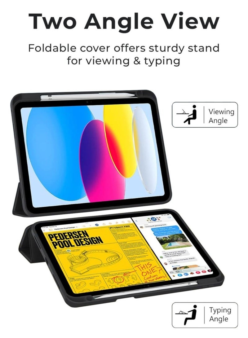 جلاسولوجي iPad Protective Case Y Fold + Screen Protector for iPad Pro 11 2022 Black, Case Combo with Pencil Holder, Slim Stand Shockproof Tablet Cover, Auto Wake, Sleep with Screen Protector - Image 5