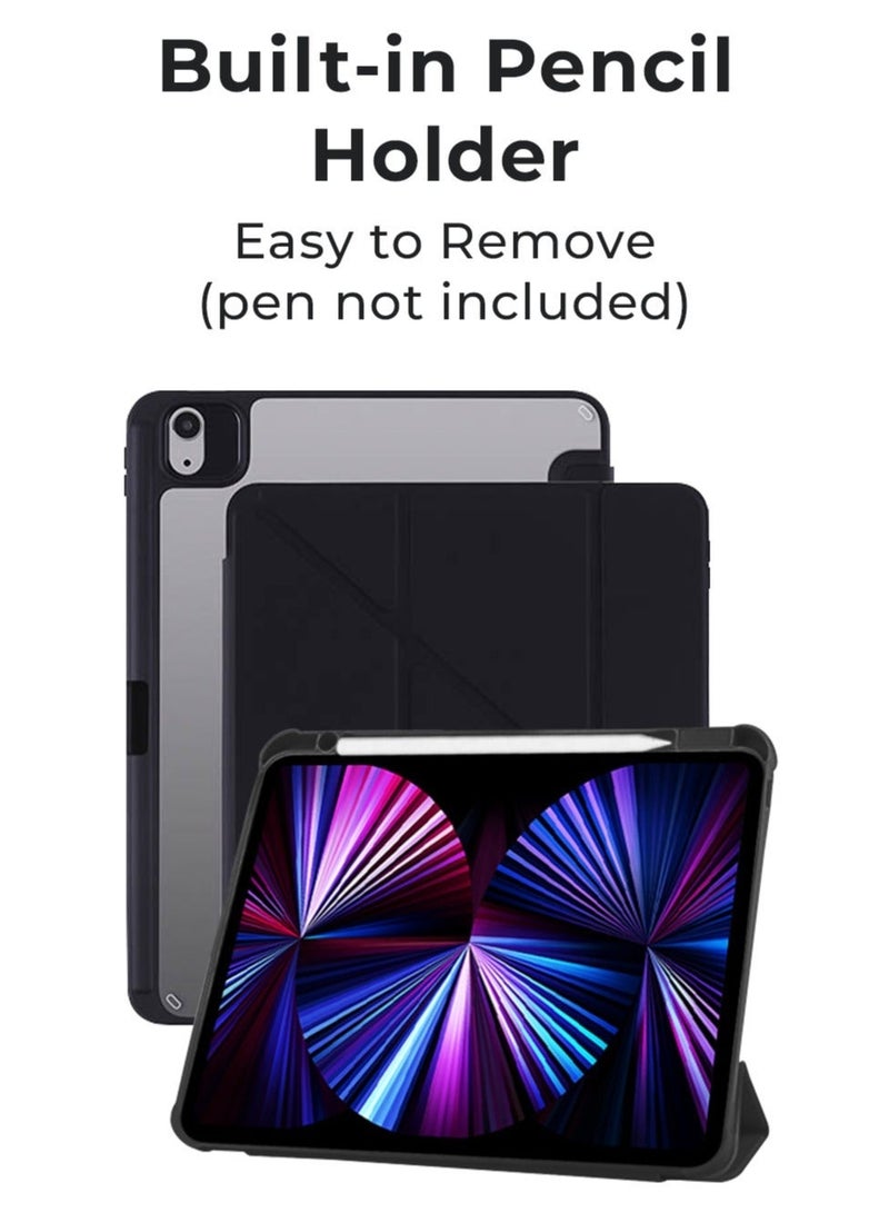جلاسولوجي iPad Protective Case Y Fold + Screen Protector for iPad Pro 11 2022 Black, Case Combo with Pencil Holder, Slim Stand Shockproof Tablet Cover, Auto Wake, Sleep with Screen Protector - Image 3