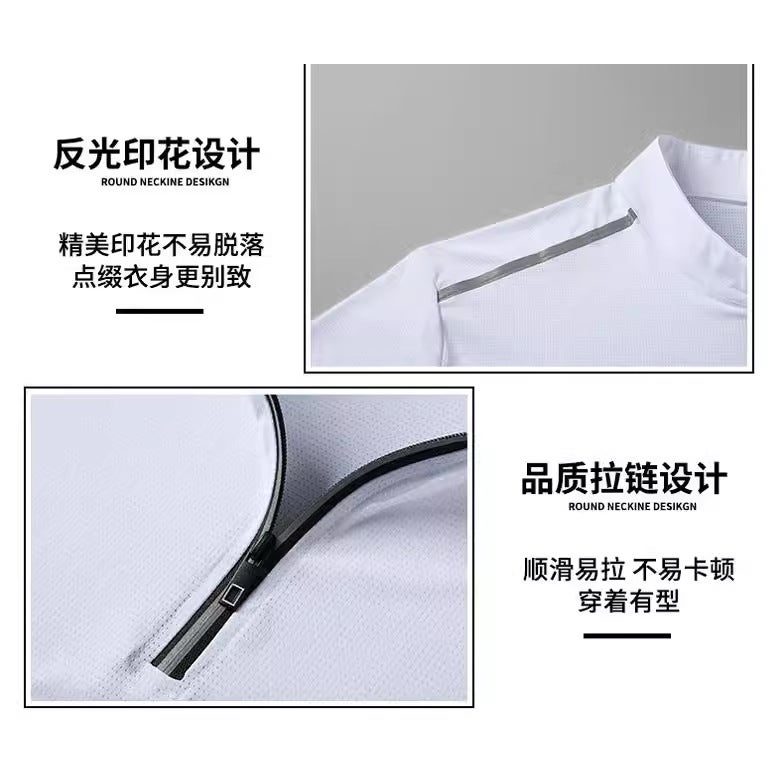 Golf Sports Casual Short-Sleeved T-Shirt Men'S Summer Ice Silk T Quick-Drying Vertical Collar Half-Sleeved T-Shirt Half-Cardigan Top - Image 4
