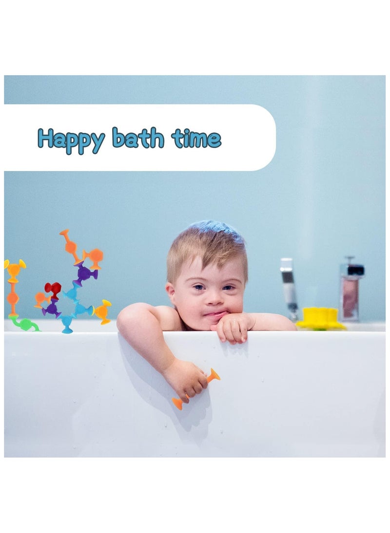 Soofam Suction Toys Bath Toy Set, 48 Pcs Silicone Sucker Toys with Dinosaur Eggshell Storage, Building Toy for Toddlers, Travel Learning Toys for Baby 3 Year Olds and Above Boys Girls (Random Color) - Image 3