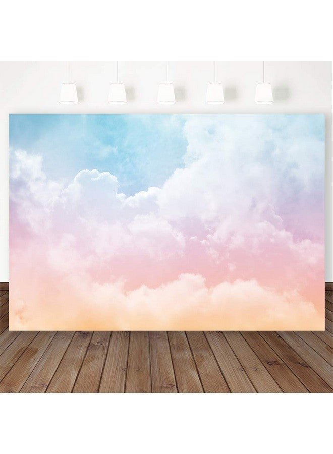 BewFar خلفية تصوير سحاب قوس قزح 7X5 قدم ملونة بألوان الباستيل الشمسية مع سحب بيضاء ووردية خلفية سماء تجريدية لحفلات الزفاف والسفر والطيران وعيد ميلاد الفتاة لوازم كعكة التحطيم وديكور كشك التصوير - Image 1