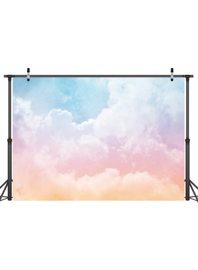 BewFar خلفية تصوير سحاب قوس قزح 7X5 قدم ملونة بألوان الباستيل الشمسية مع سحب بيضاء ووردية خلفية سماء تجريدية لحفلات الزفاف والسفر والطيران وعيد ميلاد الفتاة لوازم كعكة التحطيم وديكور كشك التصوير - Image 4