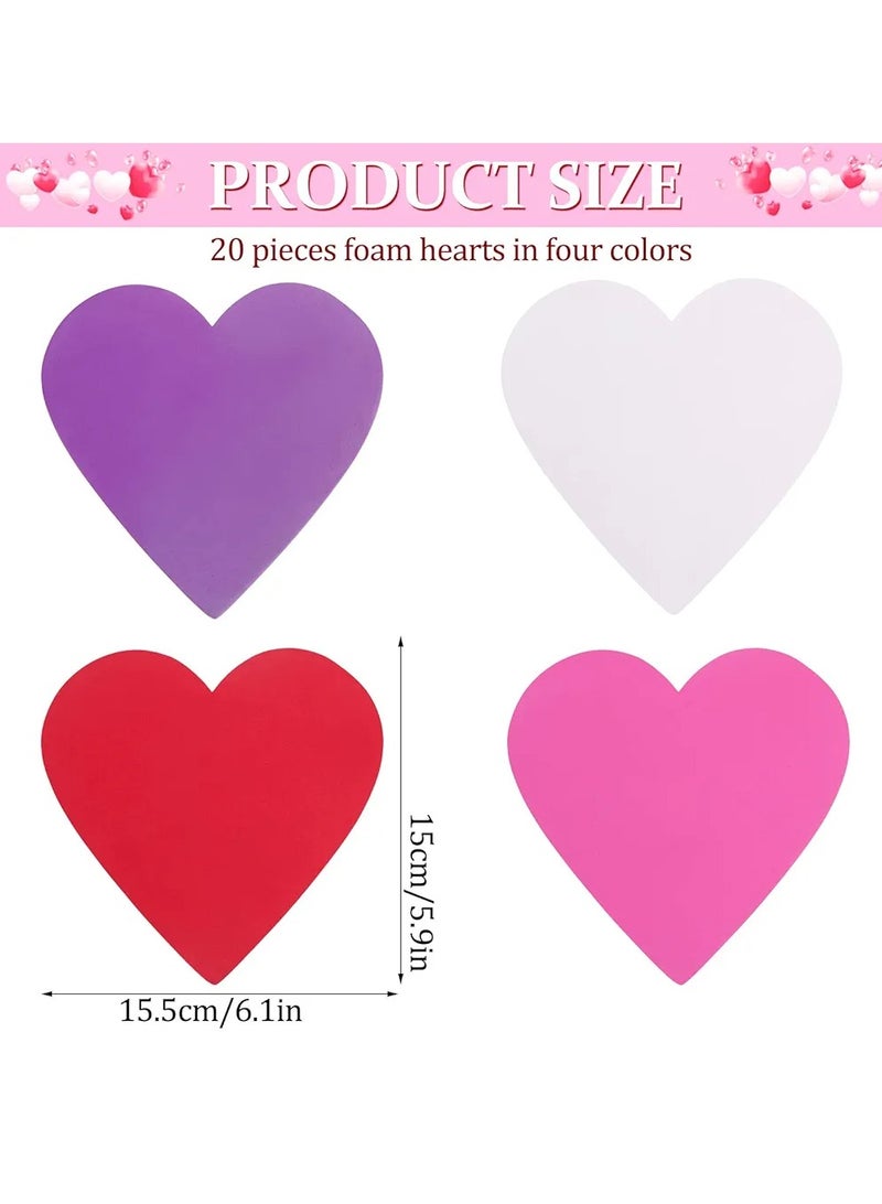 520Pcs Heart Shape Foam Crafts Including 20 Pcs Colorful Heart Foam Craft and 500 Pcs Glitter Heart Sticker Self Adhesive Heart Shape Glitter Foam Sticker EVA Foam Hearts for Valentine's Day DIY Craft - Image 3