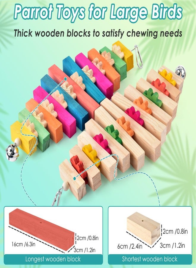 DBNESS Large Bird Toys for Parrot, 2 Pcs Colorful Natural Wood Block Chew Tearing Toy with Bell for Macaws, African Greys, Amazon Parrots, Eclectus, Cockatoo - Image 4