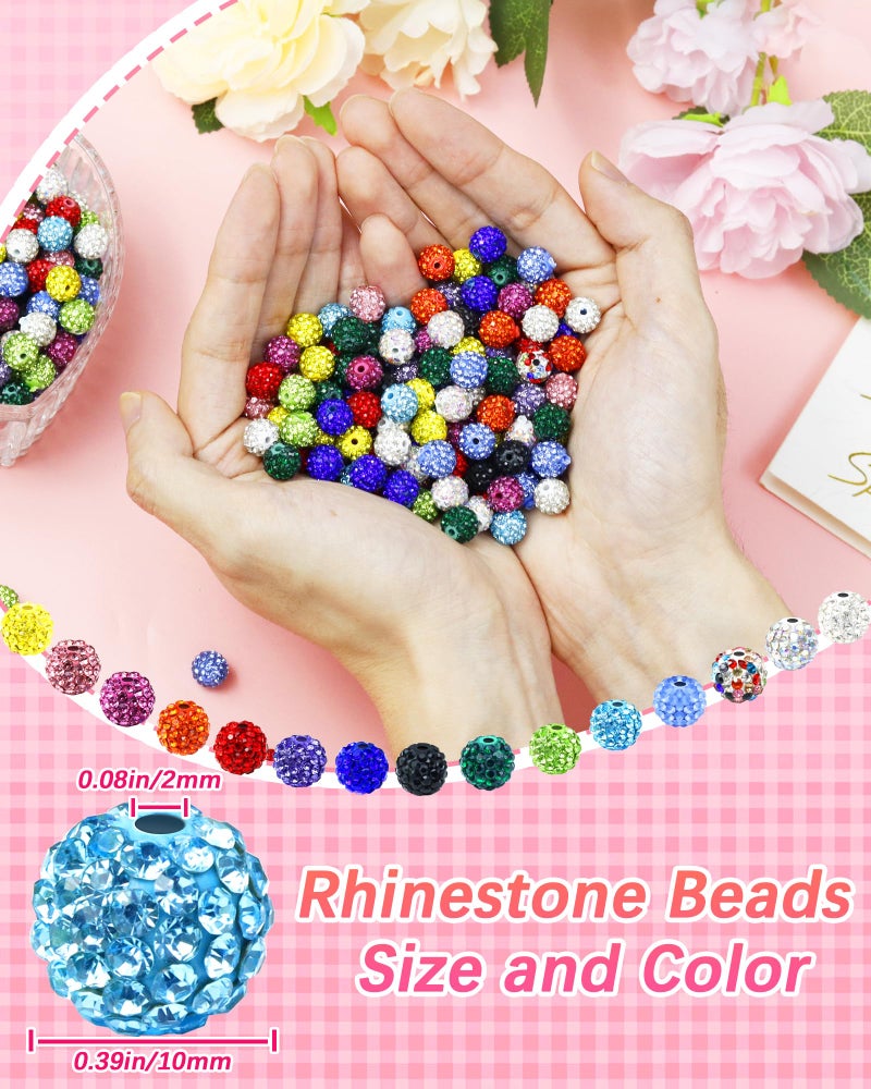 FIVEIZERO 120Pcs Fiveizero Rhinestone Beads For Jewelry Making  10Mm Dark Blue Shiny Round Sparkle Crystal Clay Bead Bulk Sparkly Baseball Necklace Beads For Bracelets And Diy Crafts - Image 3