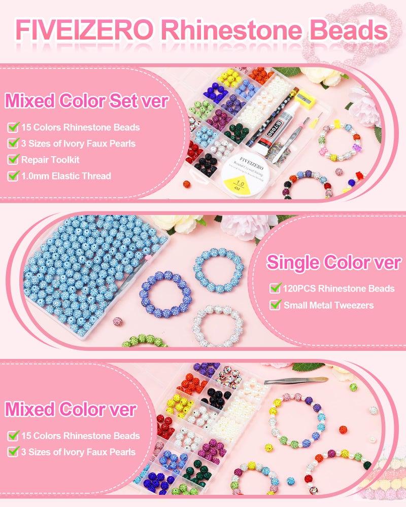 FIVEIZERO 120Pcs Fiveizero Rhinestone Beads For Jewelry Making  10Mm Dark Blue Shiny Round Sparkle Crystal Clay Bead Bulk Sparkly Baseball Necklace Beads For Bracelets And Diy Crafts - Image 2