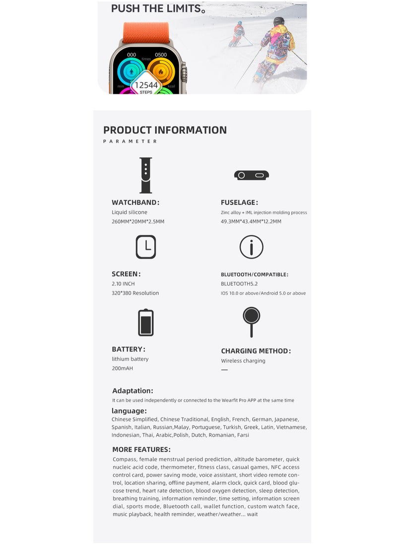 AROAQ - HW68 Ultra Smartwatch 200 mAh Long Battery Wireless Charging NFC Function Large Display Waterproof Bluetooth Full Touchscreen Smart Watch - Image 1
