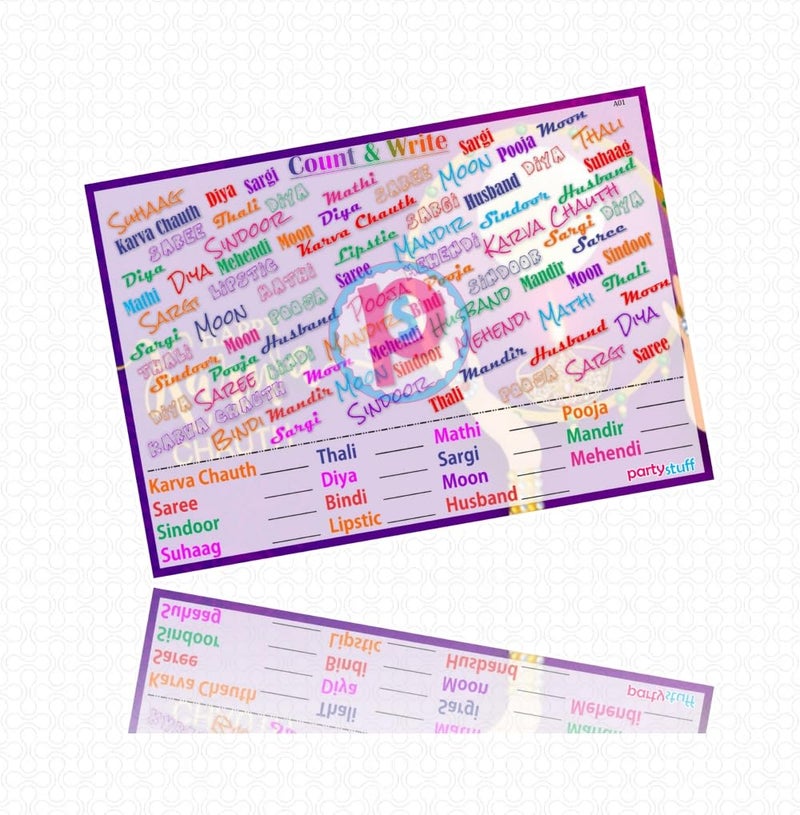 PartyStuff Paper Games - Karwachauth Count Items (4 Piece) - Image 2