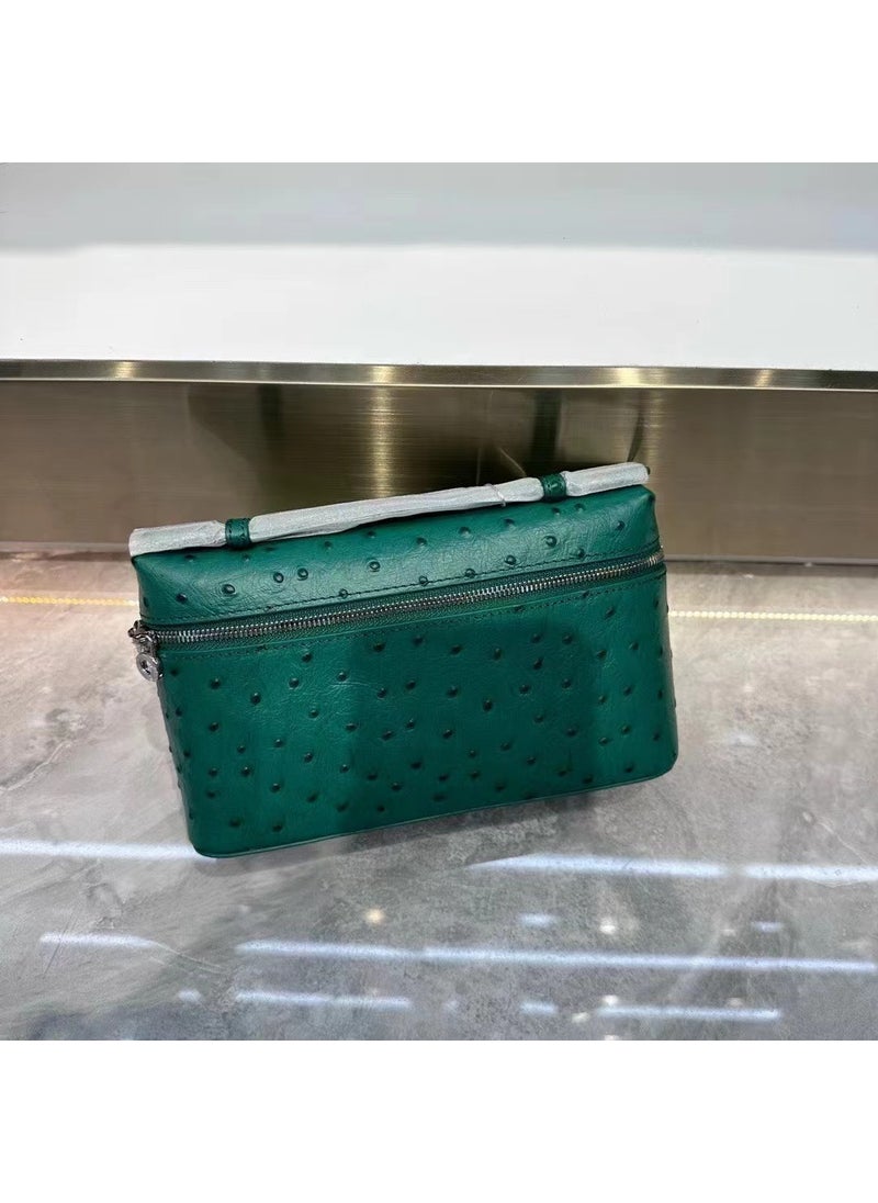 Generic - Gigi-Inspired Ostrich Leather Box Satchel Green - Image 1