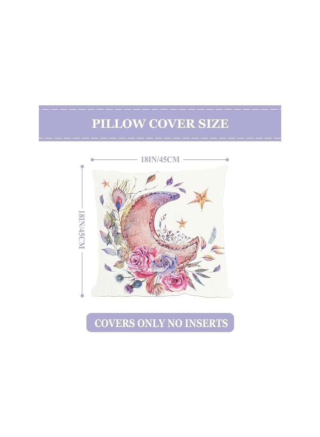 The Bros Linen Ramadan Mubarak Pillow Covers, 18x18 Set of 4 Lattern Moon Floral Throw Pillow Case, Ramadan Decorations Cushion Cover, Bed Couch Sofa Pillow, Car Chair Pillow - Image 2