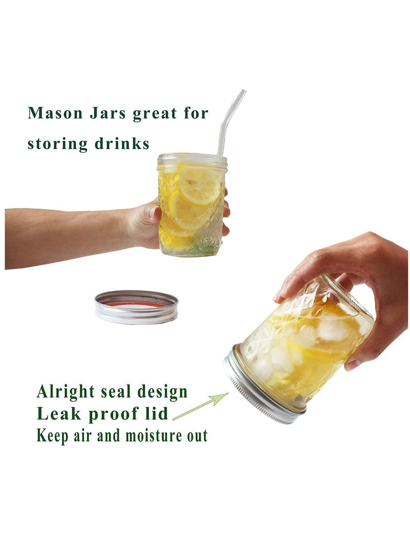Mason Jars with Lids and Bands, Regular Mouth Mason Jars, Jars Ideal for Jams, Jellies, Conserves, Preserves, and Pizza Sauce(Diamond 16OZ 6PCS) - Image 4