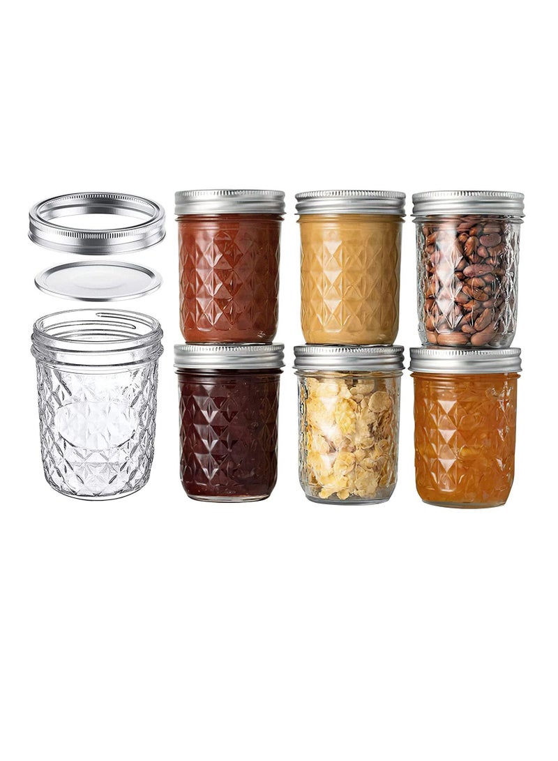 Mason Jars with Lids and Bands, Regular Mouth Mason Jars, Jars Ideal for Jams, Jellies, Conserves, Preserves, and Pizza Sauce(Diamond 16OZ 6PCS) - Image 1
