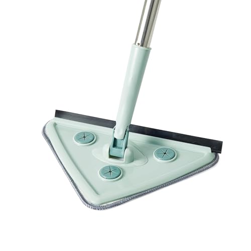 Suzec Rotatable Triangle Mop With Long Handle | Microfiber Floor Cleaning Brush | Glass Wiper Window Cleaner, Car Glass Scraper | Dust Mop - Image 1