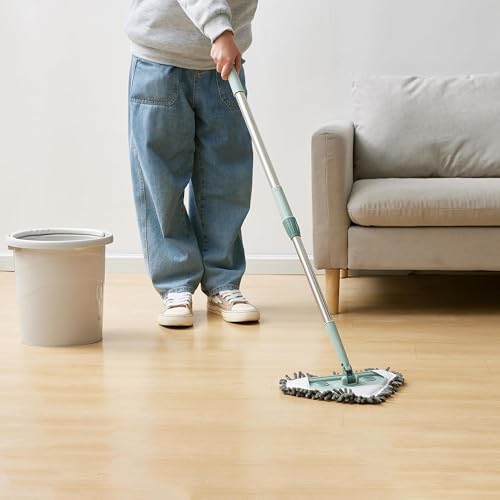 Suzec Rotatable Triangle Mop With Long Handle | Microfiber Floor Cleaning Brush | Glass Wiper Window Cleaner, Car Glass Scraper | Dust Mop - Image 2