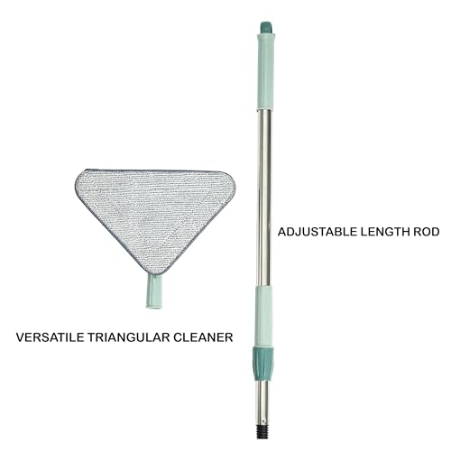 Suzec Rotatable Triangle Mop With Long Handle | Microfiber Floor Cleaning Brush | Glass Wiper Window Cleaner, Car Glass Scraper | Dust Mop - Image 5