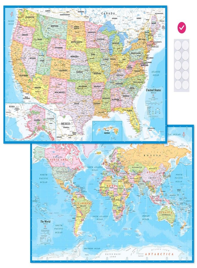 NOWMAP 18"x29" World Map and USA Map 2Set - Non-Glare Matte Laminated - Image 1