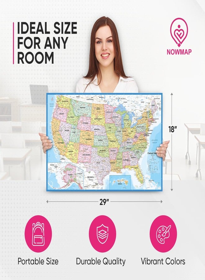 NOWMAP 18"x29" World Map and USA Map 2Set - Non-Glare Matte Laminated - Image 2