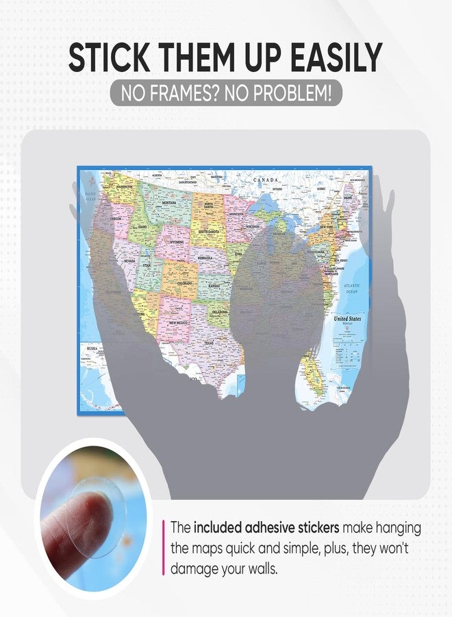 NOWMAP 18"x29" World Map and USA Map 2Set - Non-Glare Matte Laminated - Image 4
