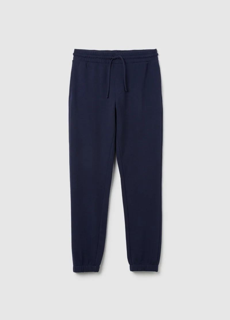 Ovs MEN'S BLUE COTTON BLEND JOGGERS REGULAR FIT
