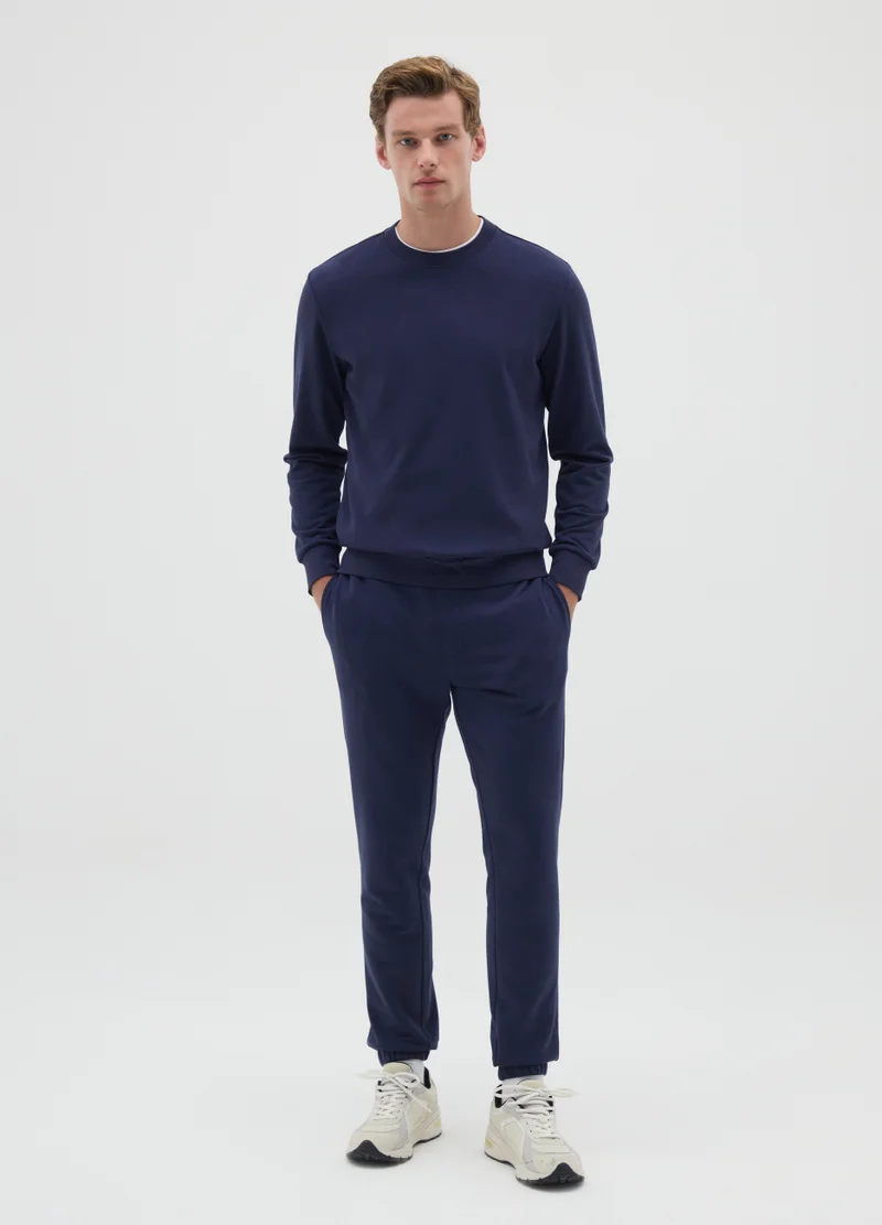 Ovs MEN'S BLUE COTTON BLEND JOGGERS REGULAR FIT