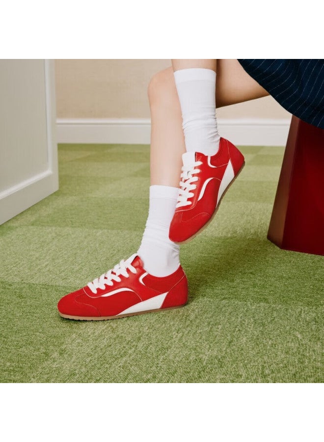 Toomanyshoes Retro German Trainer Silver Sports Casual Running Shoes Women Itaewon Red Size 35 - Image 1