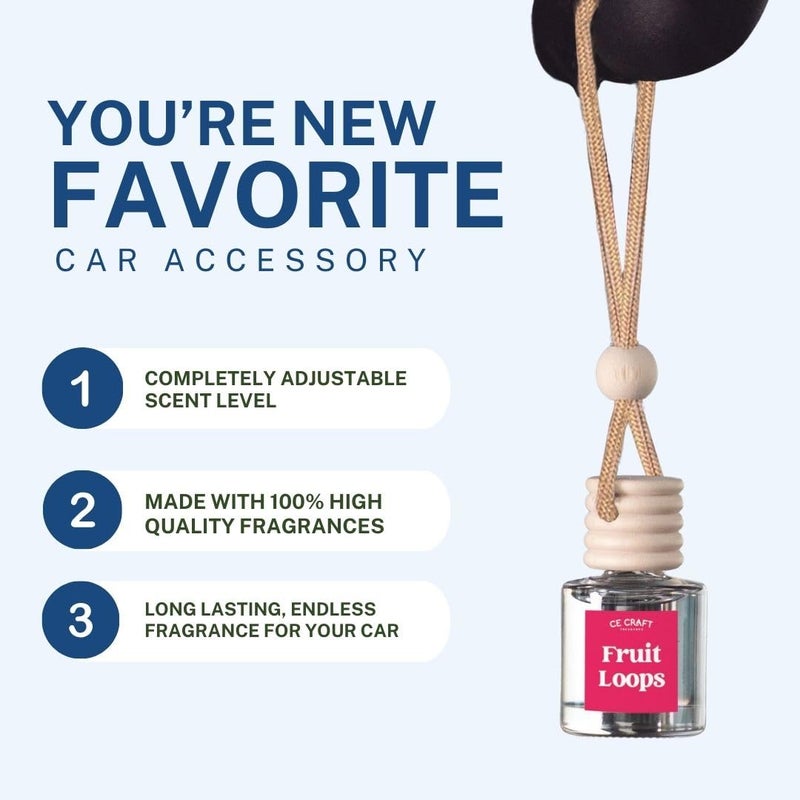 CE CRAFT Car Air Freshener Diffuser, Fruit Loops, 2 Pack Air Deodorizer for Essential Oils, Long Lasting Car Diffuser Bottle, Reusable Jar, Multicolor - Image 2