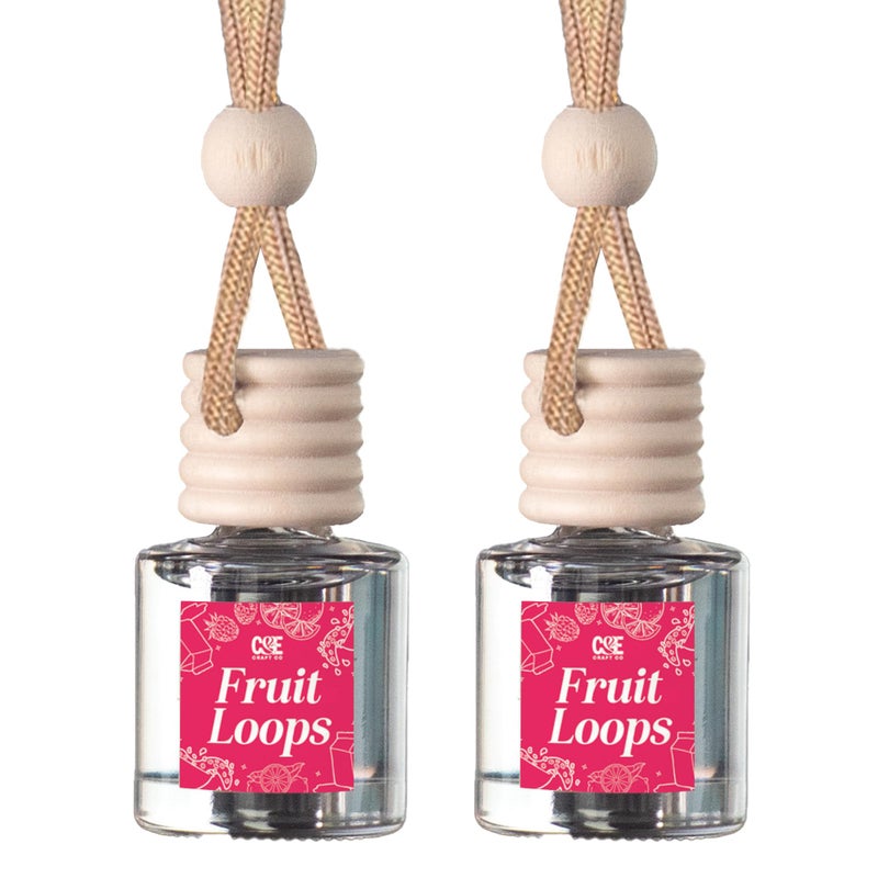 CE CRAFT Car Air Freshener Diffuser, Fruit Loops, 2 Pack Air Deodorizer for Essential Oils, Long Lasting Car Diffuser Bottle, Reusable Jar, Multicolor - Image 1