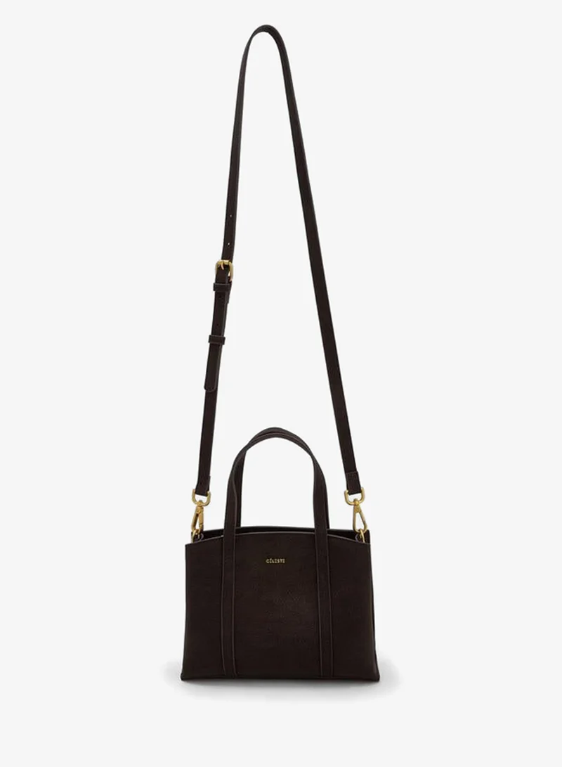 Celeste BROWN Textured Tote Bag With Double Handles for Women | Best Price UAE