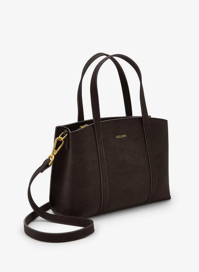 Celeste BROWN Textured Tote Bag With Double Handles for Women | Best Price UAE