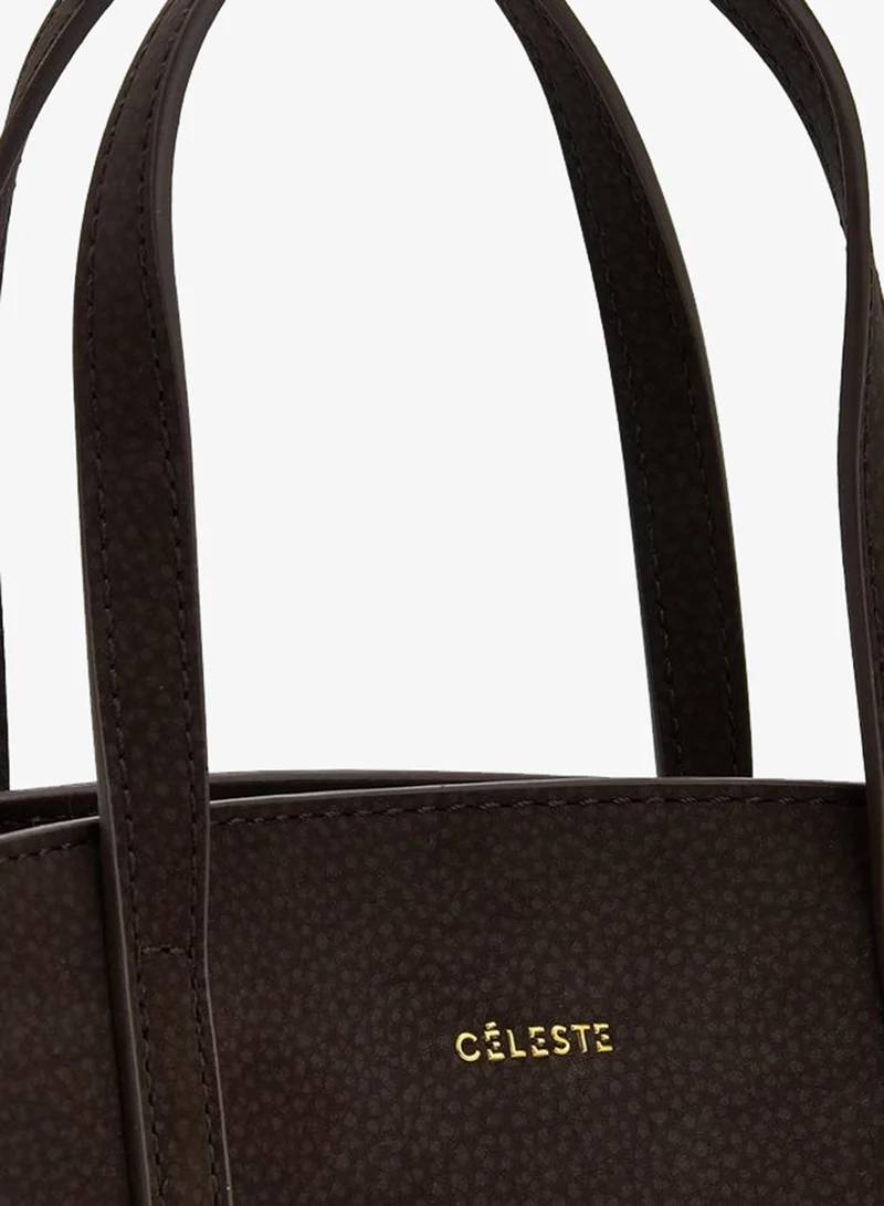 Celeste BROWN Textured Tote Bag With Double Handles for Women | Best Price UAE