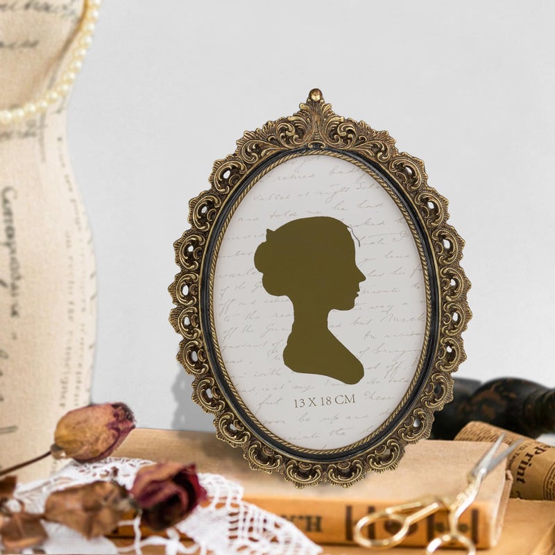 Sunlit Vintage Picture Frame 5x7 Inch  Oval Antique Photo Frames with Glass Front  Luxury Photo Display  Tabletop Wall Hanging  Gold and Black - Image 5