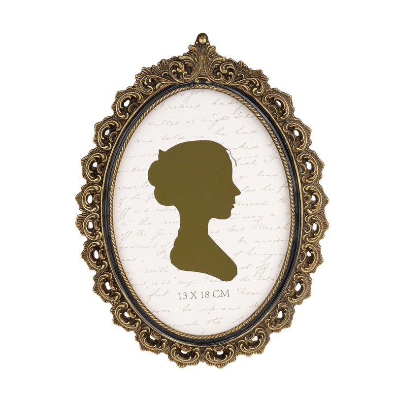 Sunlit Vintage Picture Frame 5x7 Inch  Oval Antique Photo Frames with Glass Front  Luxury Photo Display  Tabletop Wall Hanging  Gold and Black - Image 1