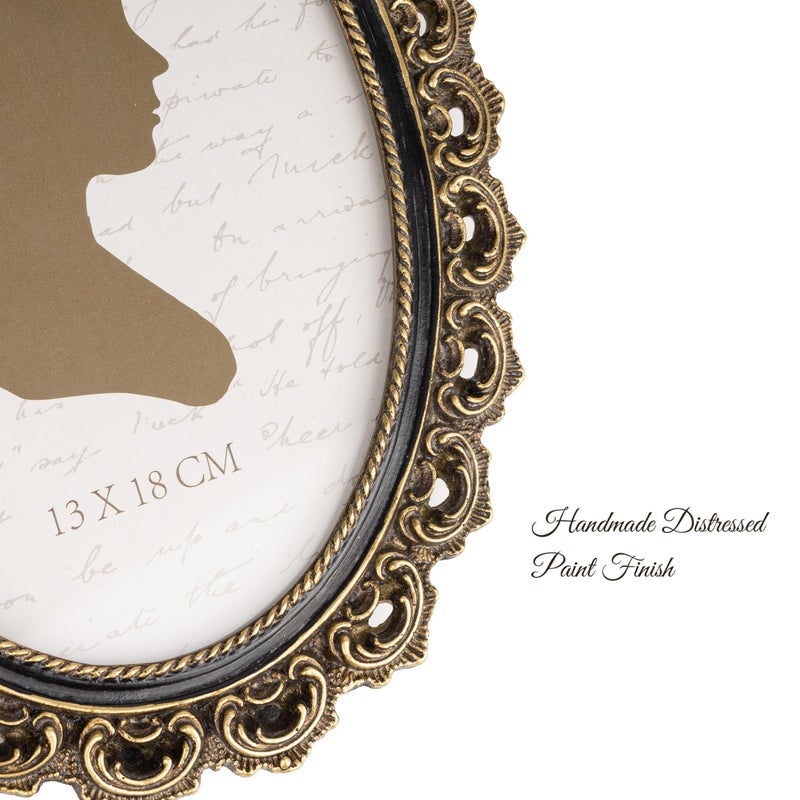 Sunlit Vintage Picture Frame 5x7 Inch  Oval Antique Photo Frames with Glass Front  Luxury Photo Display  Tabletop Wall Hanging  Gold and Black - Image 4