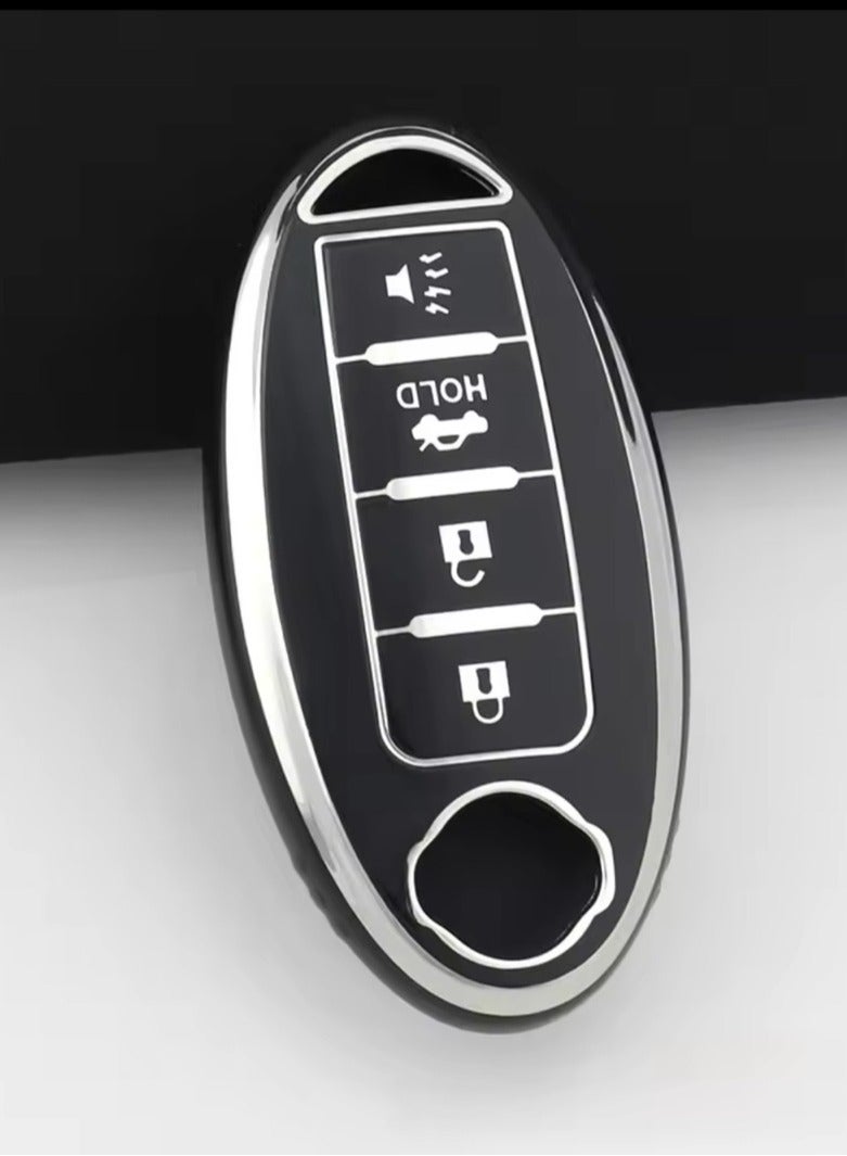Key Fob Cover With Keychain Compatible with Nissan Altima, Armada, GT-R, Sentra, Versa, Infiniti Q50 - Image 1