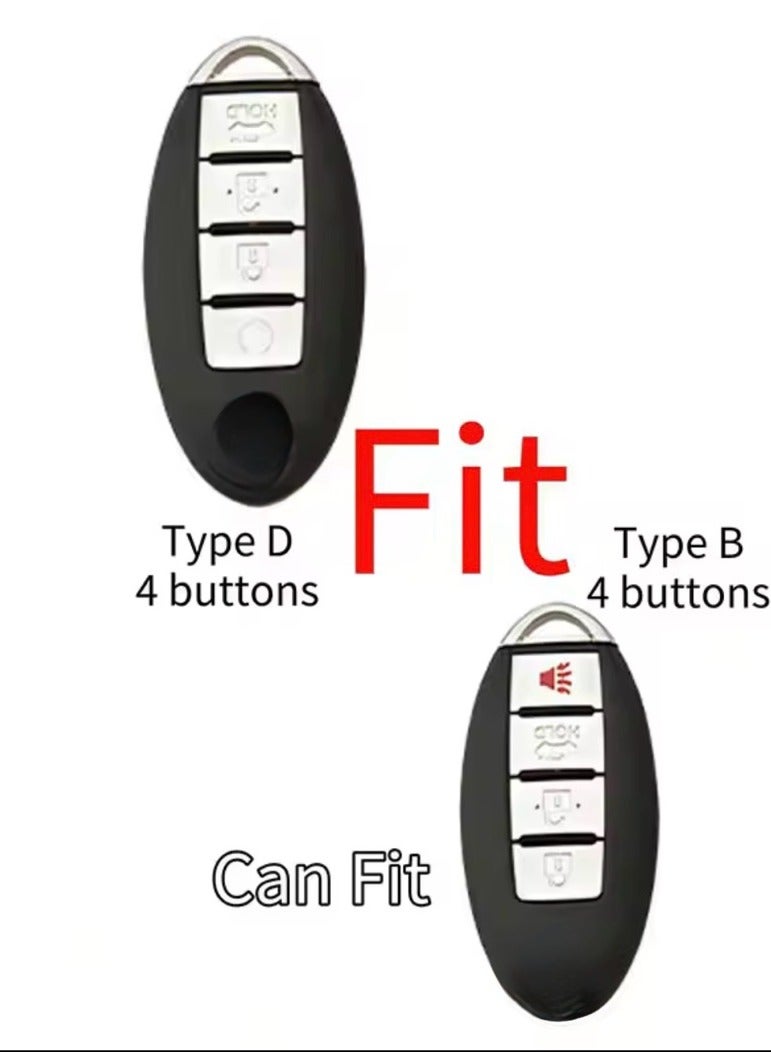 Key Fob Cover With Keychain Compatible with Nissan Altima, Armada, GT-R, Sentra, Versa, Infiniti Q50 - Image 2