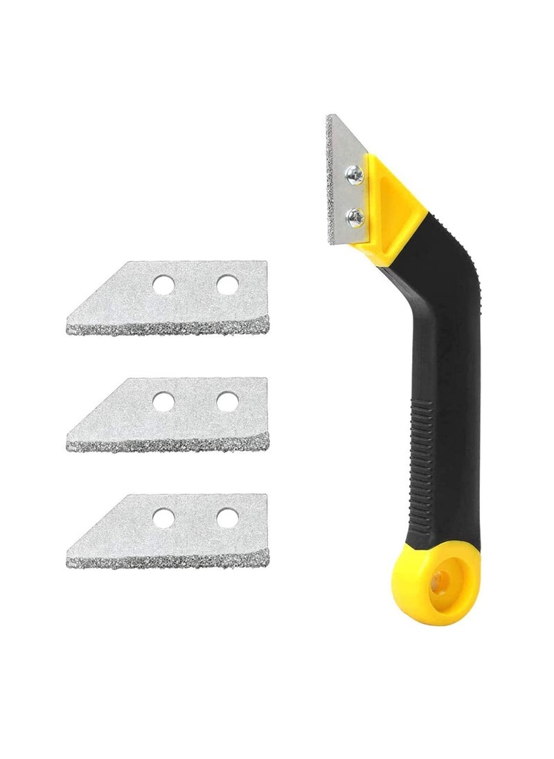 SYOSI - Grout Remover Knife Tile Grout Saw Angled Grout Scraping Rake Tool with 3 Pieces Extra Blades Replacement for Tile Cleaning Grout Remover Knife - Image 1