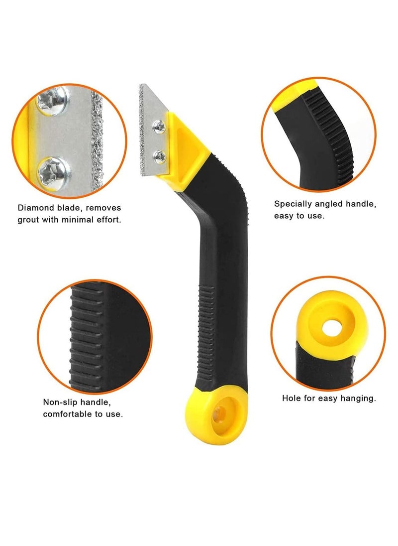 SYOSI - Grout Remover Knife Tile Grout Saw Angled Grout Scraping Rake Tool with 3 Pieces Extra Blades Replacement for Tile Cleaning Grout Remover Knife - Image 1