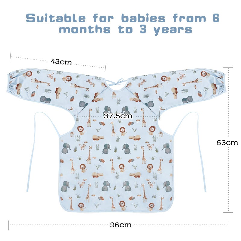 Vicloon Coverall Baby Feeding Bib, Weaning Bib Attaches to Highchair and Table, Long Sleeves Bib with Waterproof, Comfortable,Machine Washable, Baby Bib For 6 Month to 3 Years Old (Blue) - Image 2