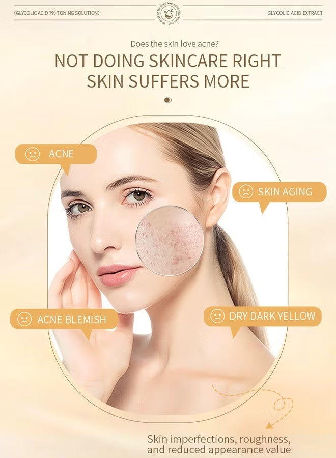 QANZIRE Glycolic Acid 7% Toning Solution - Anti-aging Face Toner Ordinary Acne Remover Lifting Firming Wrinkles Glowing Facial Care 240ml - Image 4