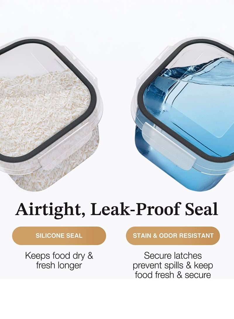 توشيونيكس عبوات تخزين طعام محكمة الإغلاق مع أغطية، عبوة من 24 قطعة لتنظيم المطبخ T114700 - علب مطبخ خالية من مادة BPA للحبوب والأرز والدقيق والشوفان - ملعقة قياس وقلم تحديد و24 ملصقًا مجانًا، عبوة من 24 قطعة - Image 3