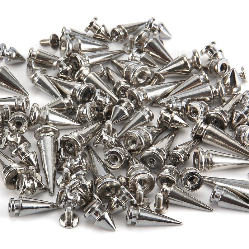 YORANYO 70 Sets Mixed Shape Spikes and Studs Assorted Sizes for Clothing - Silver Color Screw Back Bullet Tree Rivet for Leather Craft, Shoes, Belts, Bags, Dog Collars - Image 3