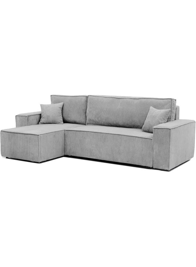 أريكة قماشية حديثة على شكل حرف L مع مسند للقدم - Image 1