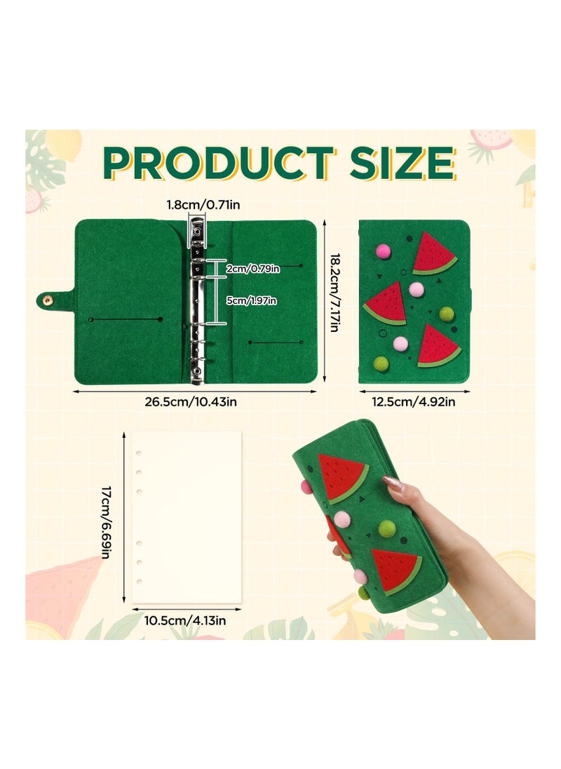 SYOSI - Cute A6 Notebook Binder Cover, with 80 Filler Papers, Soft Felt Refillable 6 Ring Binder Protector, A6 Budget Binder with Snap Button for 6-Hole Planner Pages Binder Pocket, Student, 3D Watermelon - Image 1