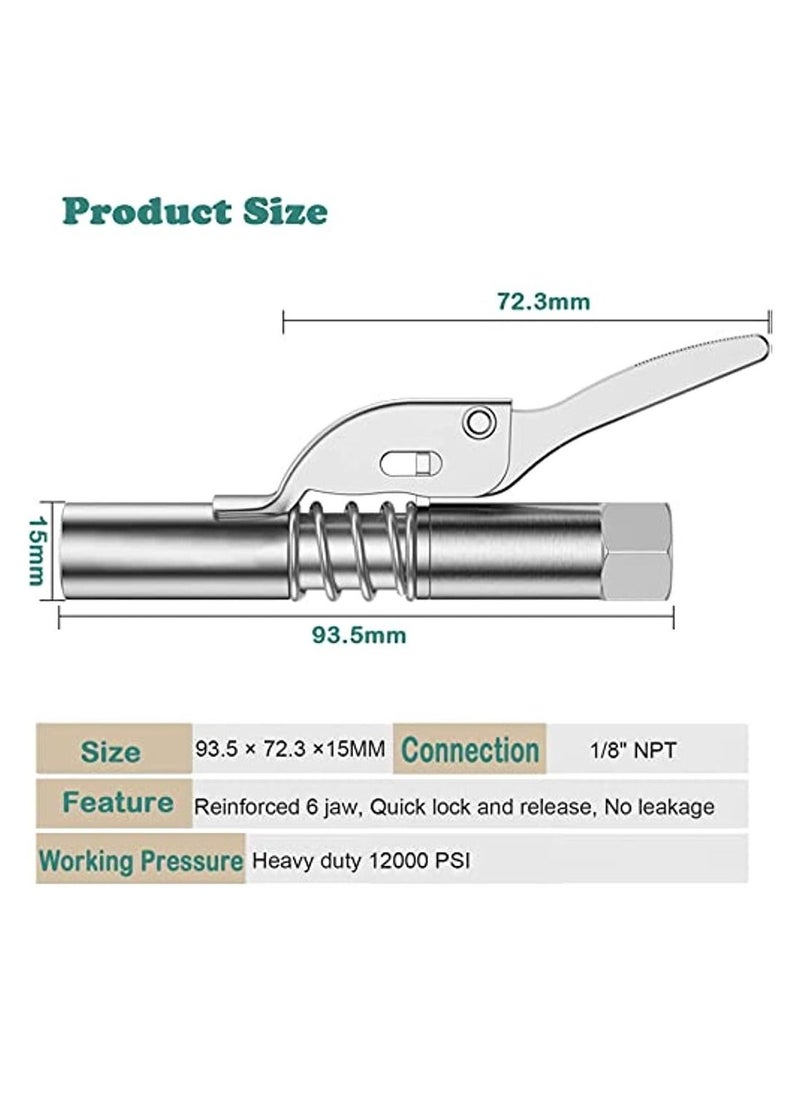 OIMG Grease Gun Coupler Fast To Lock And Release Grease Gun Universal Oil Filler 12000 PSI High Pressure Lubricant Gun Coupler 1/8" NPT Grease Gun Fitting  - Image 3