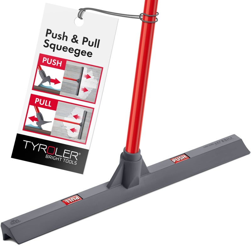 Tyroler Bright Tools Tyroler Floor Squeegee for Concrete Floors, 17" Heavy Duty Squeegee for Floor, Squeegees Broom for Floors with 55" 4 Part Handle Perfect for Tiles, Marble, Garage, Deck, Patio, Bathroom, Shower - Image 1
